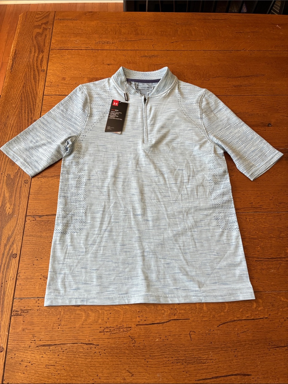 Under Armour Light Blue Heather Short-Sleeve Quarter-Zip golf Top
